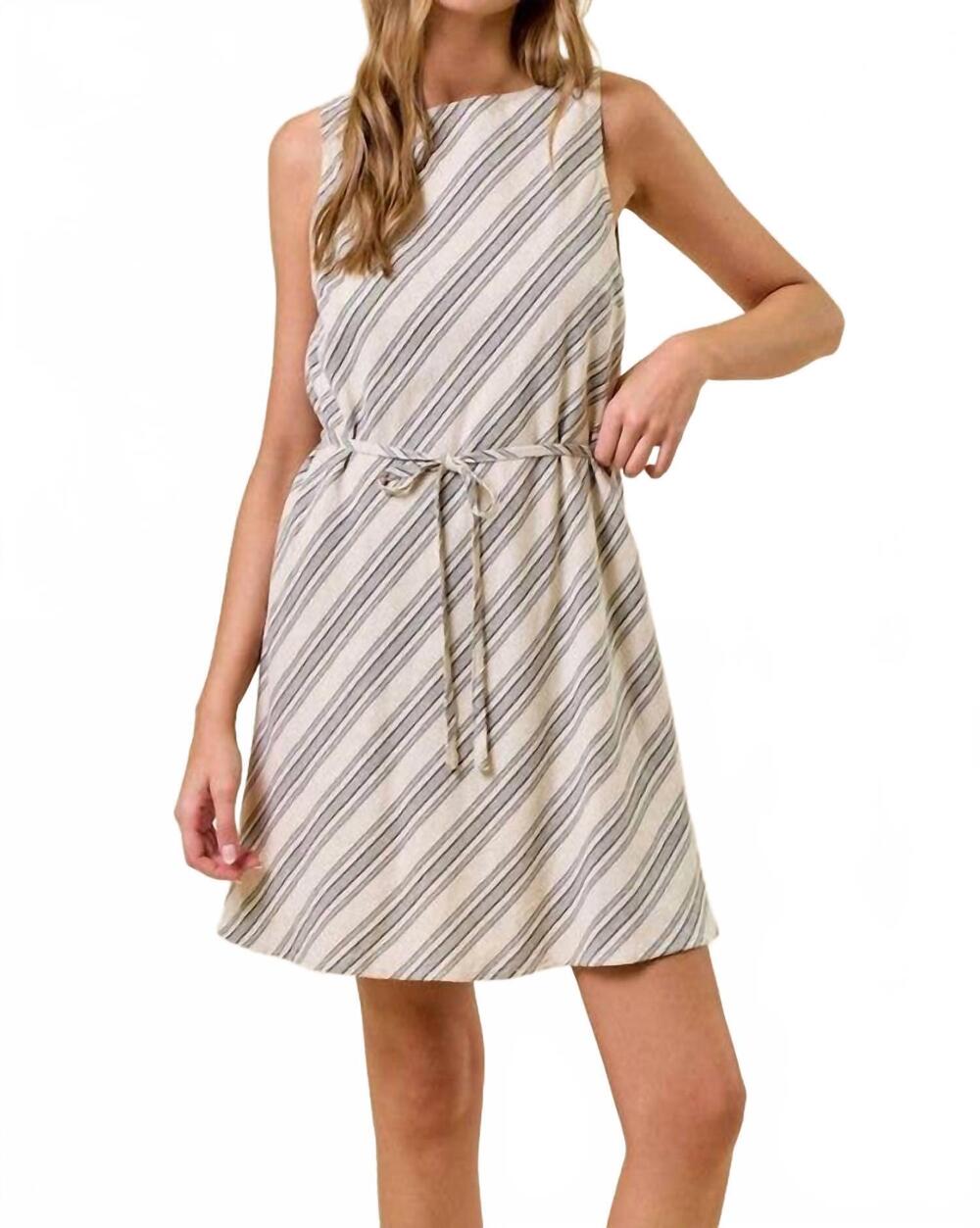 NEW DOE AND RAE women's striped mini dress in oat